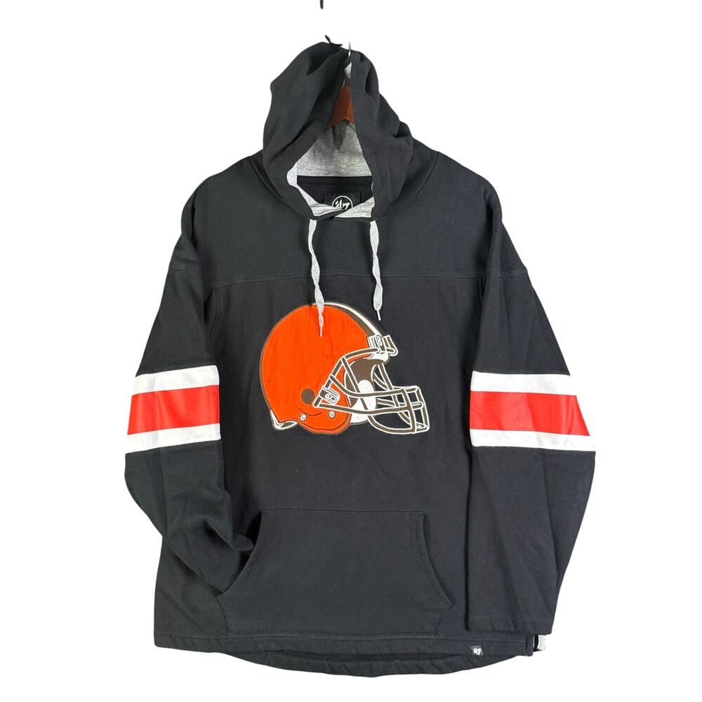 Cleveland Browns 47 NFL Fleece Pullover Hoodie Sweatshirt Striped Arms Men Large